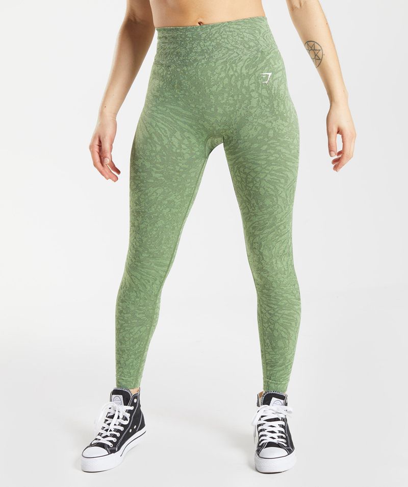 Women's Gymshark Adapt Animal Seamless Leggings Green | USA 9845-FETGJ