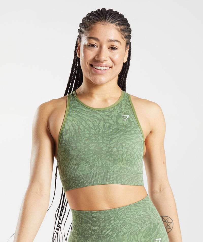 Women's Gymshark Adapt Animal Seamless Sports Bra Green | USA 0478-KXQRF