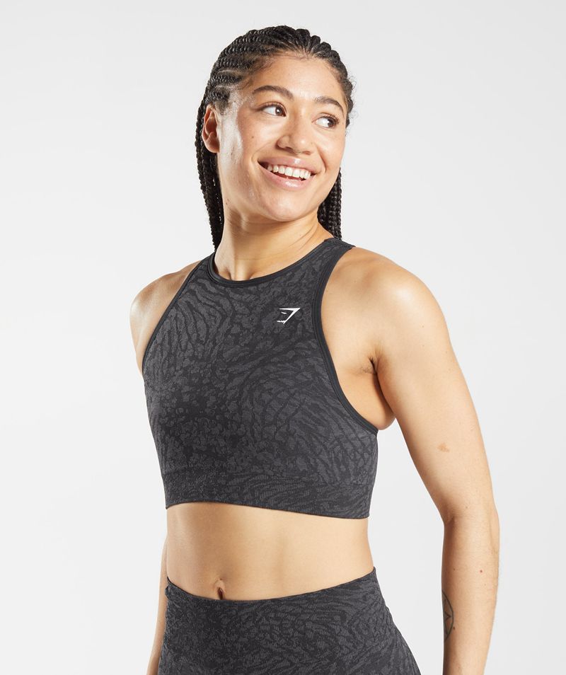 Women's Gymshark Adapt Animal Seamless Sports Bra Black | USA 0641-LMJXS