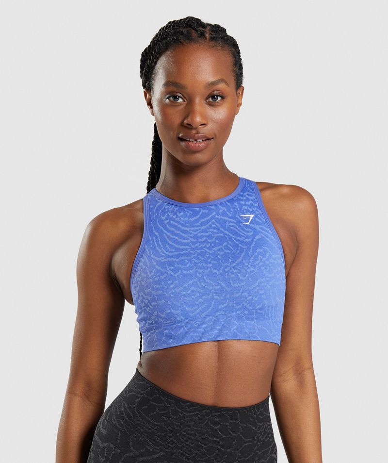 Women's Gymshark Adapt Animal Seamless Sports Bra Blue | USA 1627-NOATJ