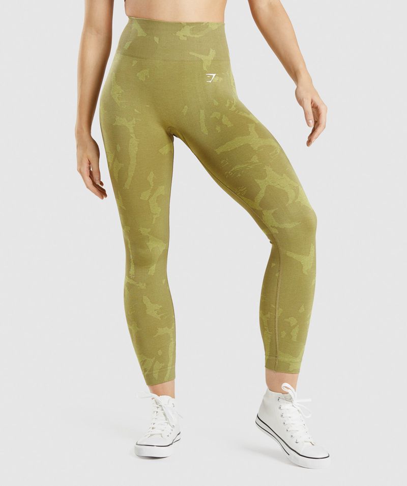 Women's Gymshark Adapt Camo Seamless Leggings Green | USA 3279-DWLUP