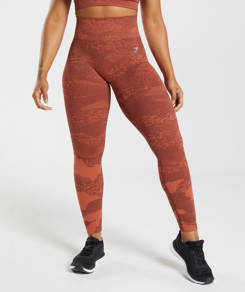 Women's Gymshark Adapt Camo Seamless Leggings Brown | USA 3605-PTGKS