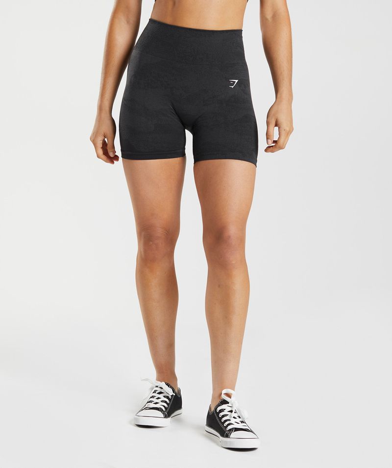 Women's Gymshark Adapt Camo Seamless Shorts Black | USA 1245-ELXBJ