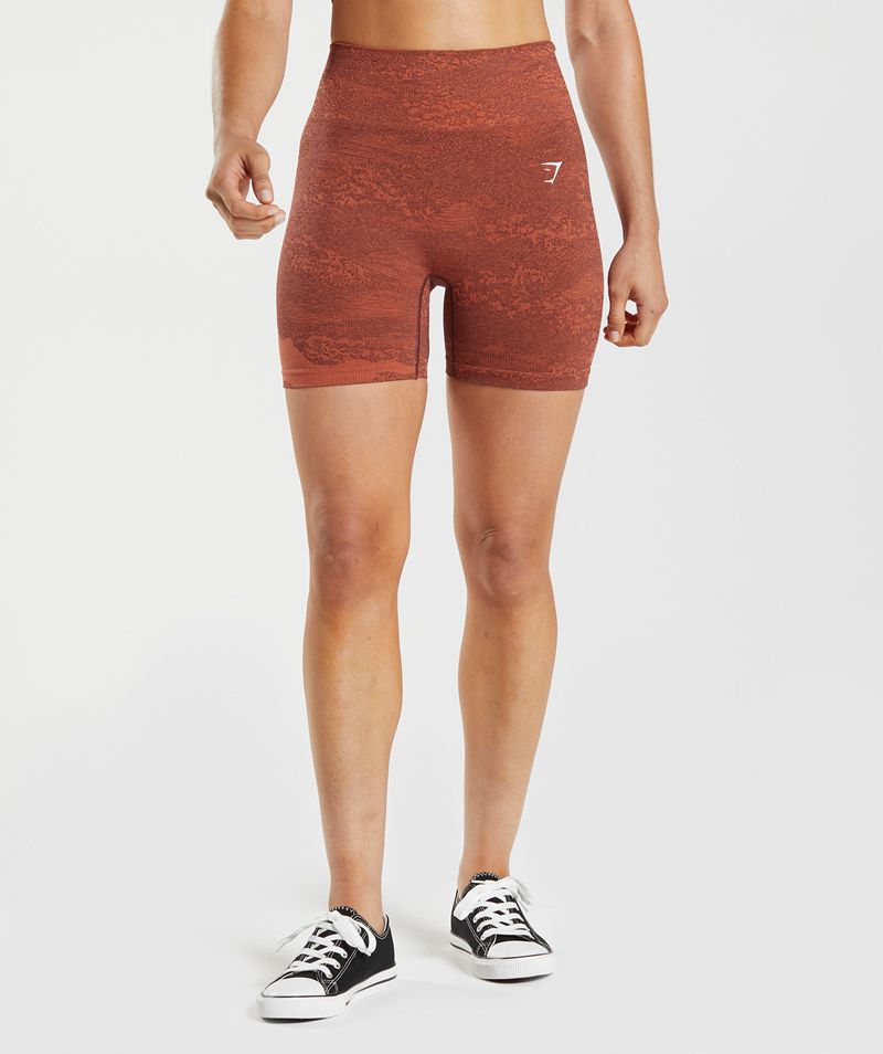 Women's Gymshark Adapt Camo Seamless Shorts Brown | USA 3106-INPTY