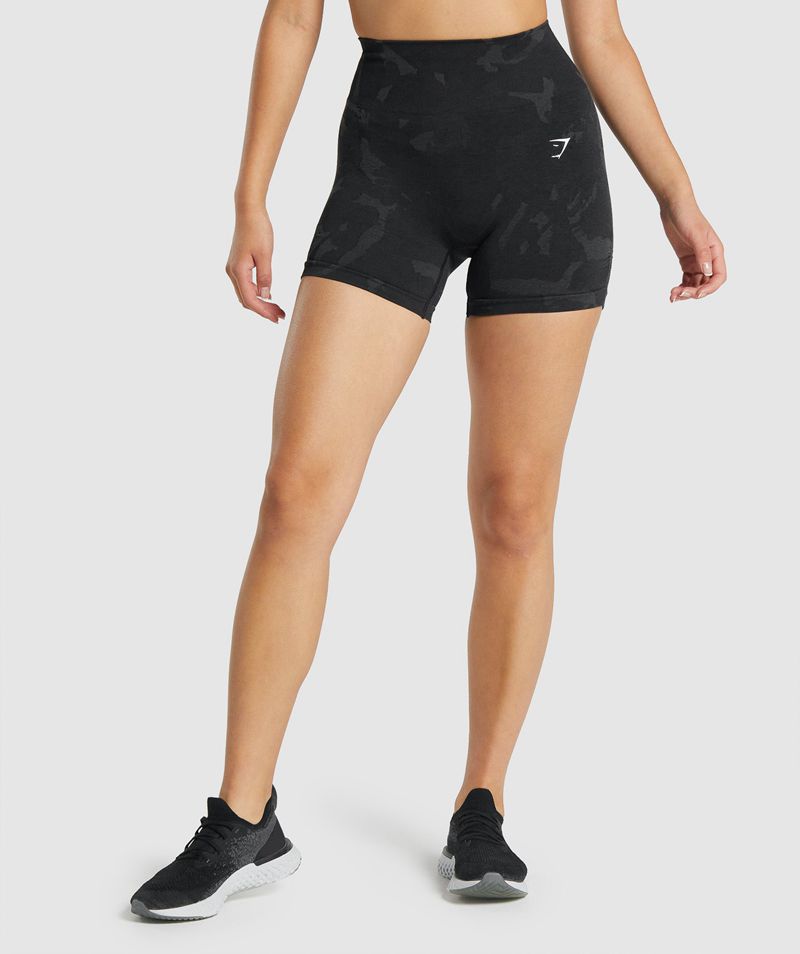 Women's Gymshark Adapt Camo Seamless Shorts Black | USA 5043-GWRDC