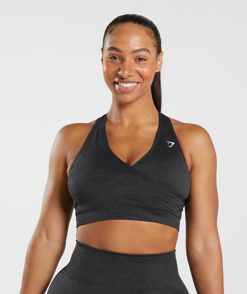 Women's Gymshark Adapt Camo Seamless Sports Bra Black | USA 3190-XYWFC