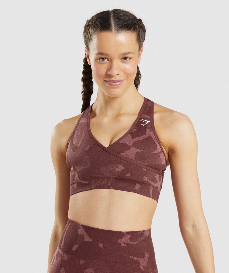 Women's Gymshark Adapt Camo Seamless Sports Bra Brown | USA 7301-UJZED