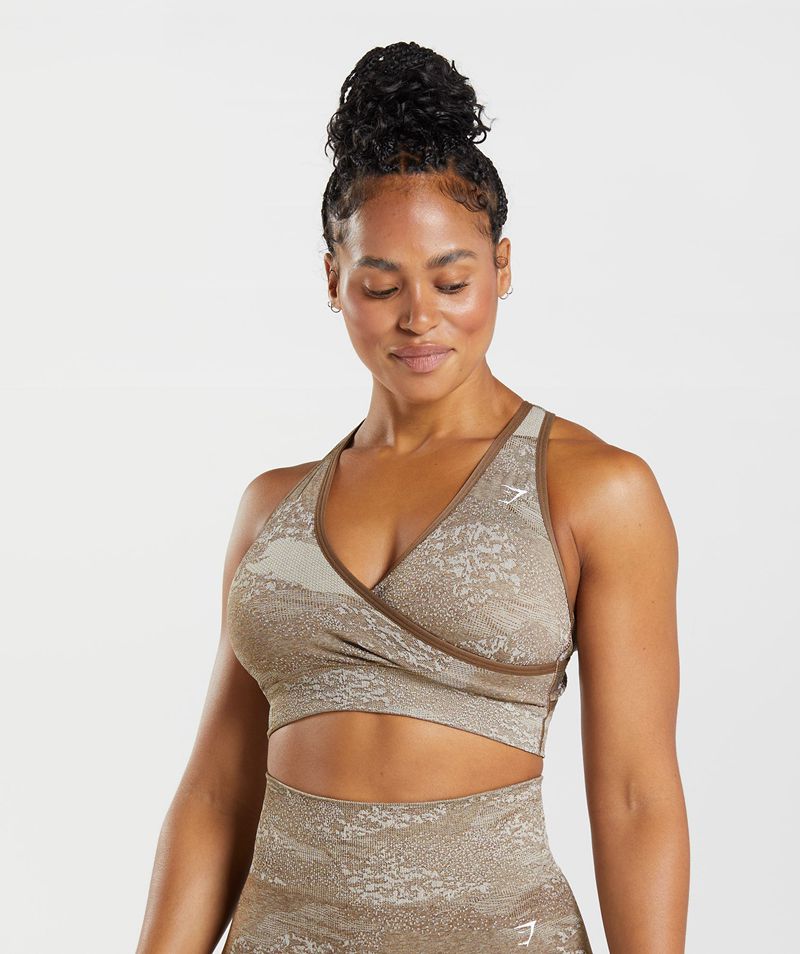 Women's Gymshark Adapt Camo Seamless Sports Bra Grey Brown | USA 7842-QIBKC