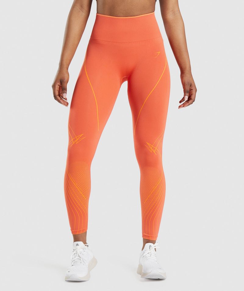 Women's Gymshark Apex Seamless High Rise Leggings Orange | USA 6027-EQZNO