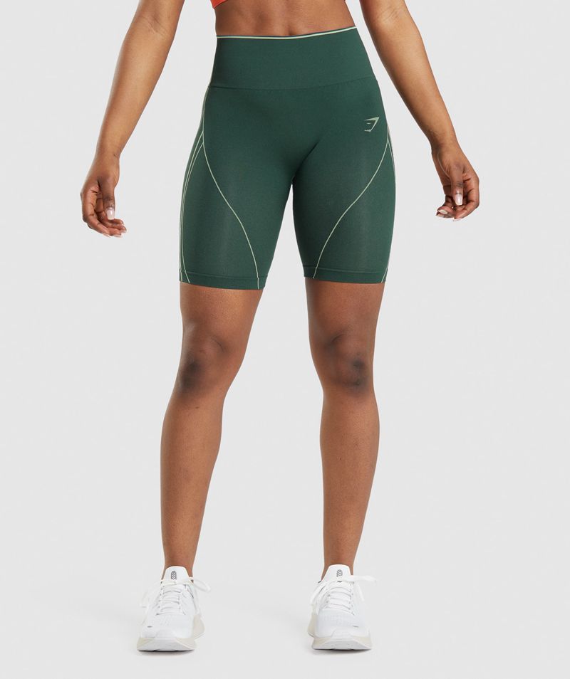 Women's Gymshark Apex Seamless High Rise Shorts Green | USA 6584-NYUPD