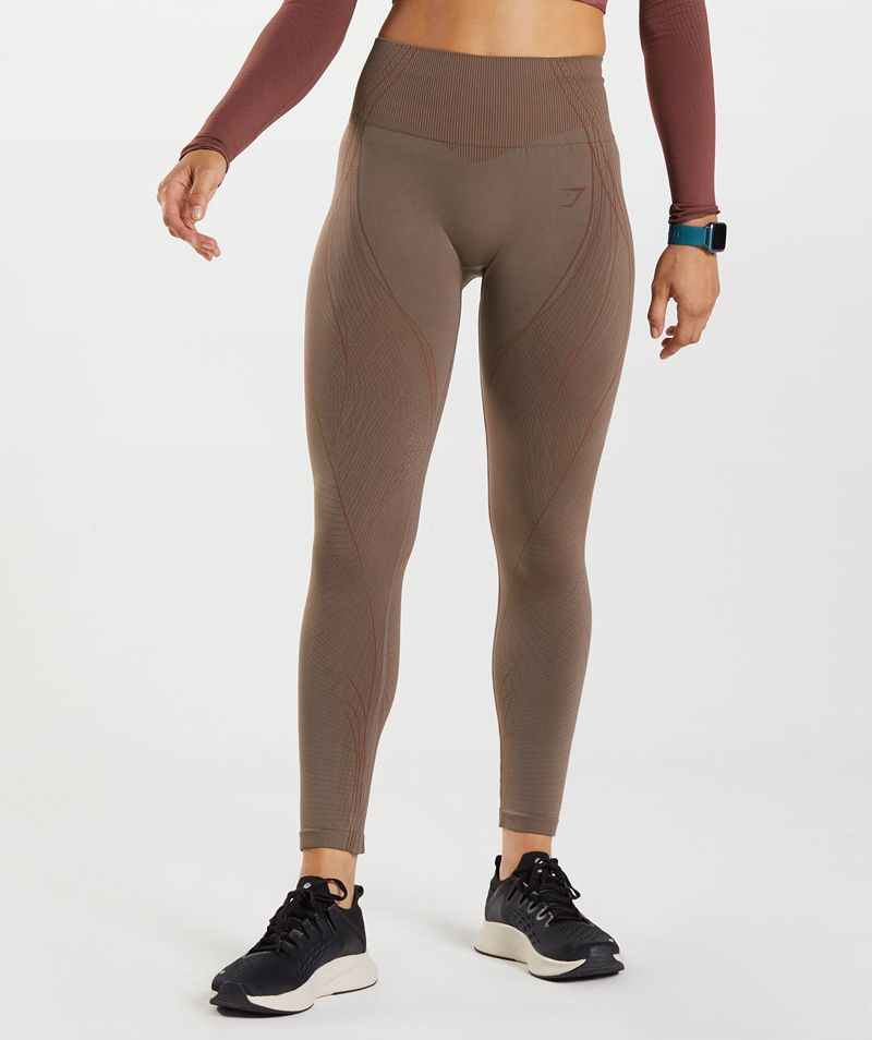 Women's Gymshark Apex Seamless Leggings Brown | USA 0365-IVOMQ