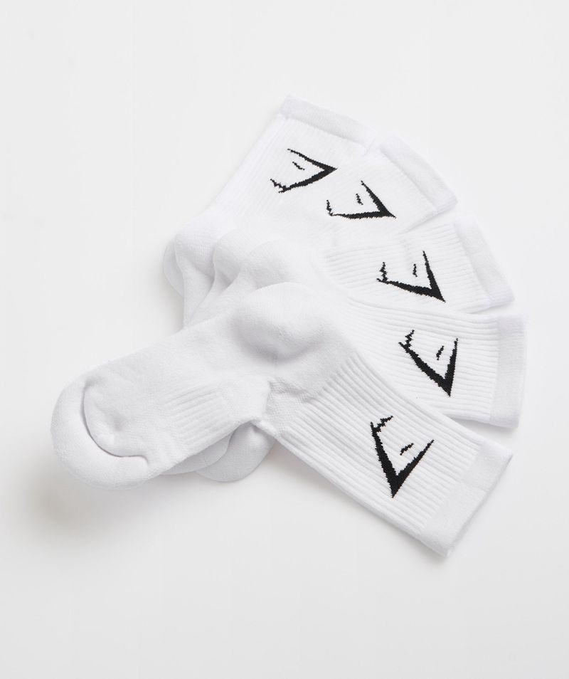 Women's Gymshark Crew 5pk Socks White | USA 9325-HEOIR