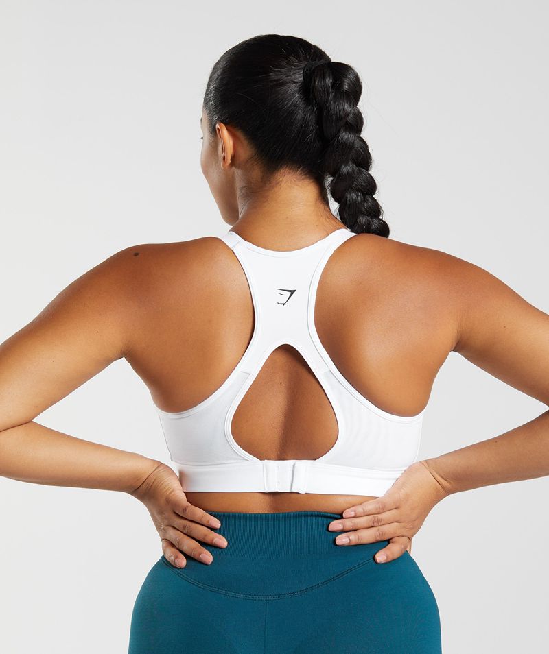 Women's Gymshark Cut Out Back High Support Sports Bra White | USA 4192-TKWXC