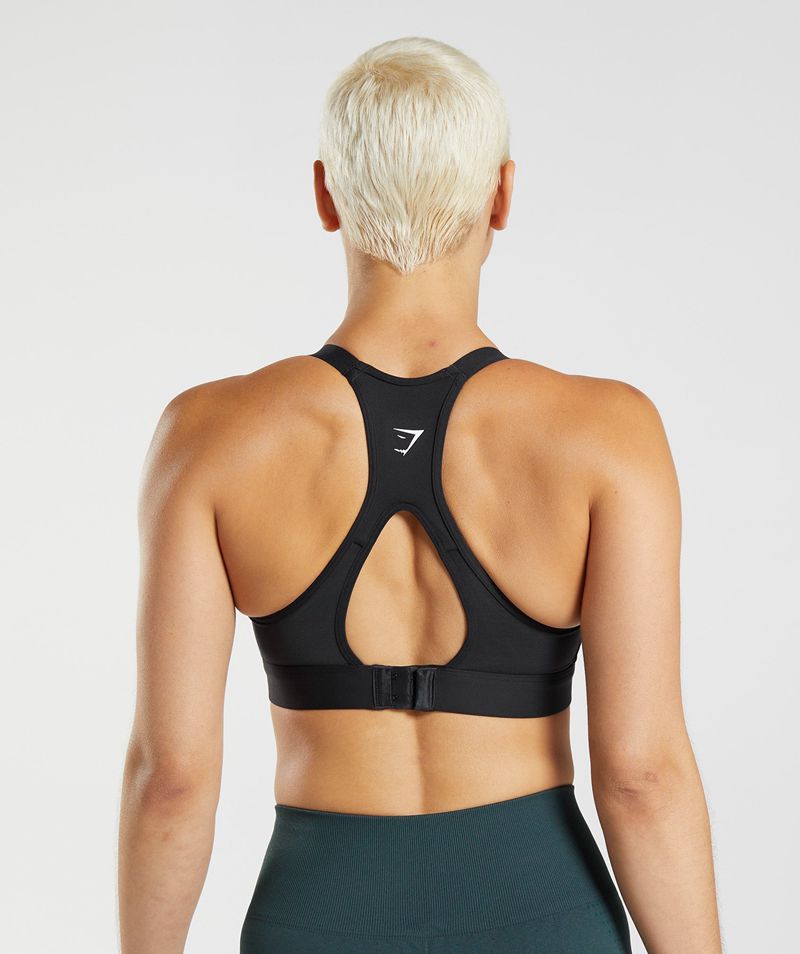 Women's Gymshark Cut Out Back High Support Sports Bra Black | USA 7362-LMQEN