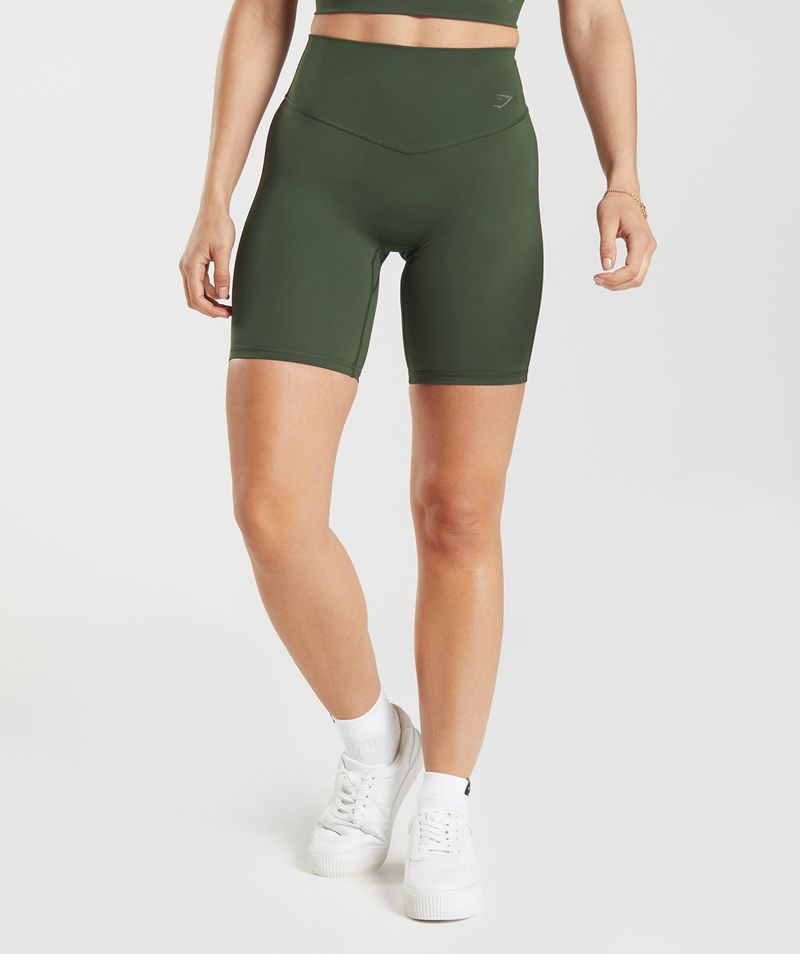 Women's Gymshark Elevate Cycling Shorts Olive | USA 1573-LHJWX