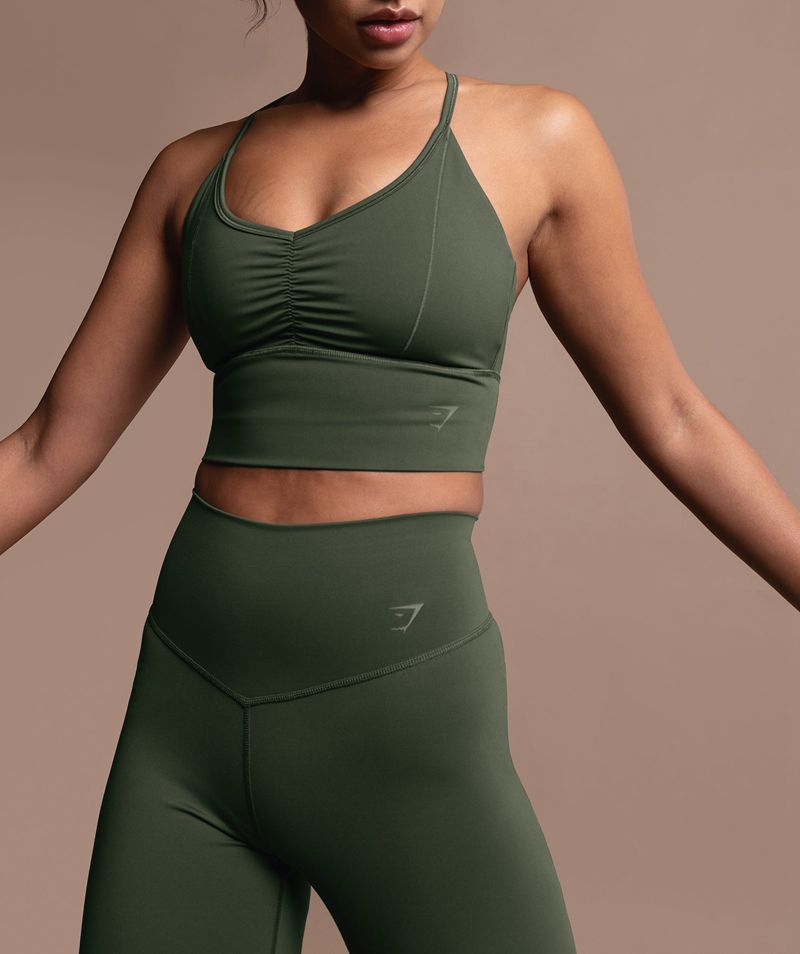 Women's Gymshark Elevate Longline Sports Bra Olive | USA 2036-HVIGT