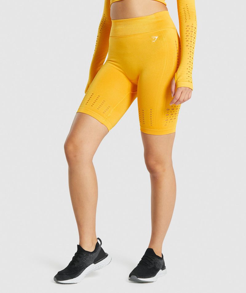 Women's Gymshark Glow Seamless Shorts Yellow | USA 1048-OQFMX