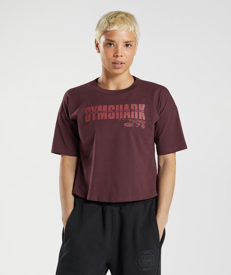 Women's Gymshark Gs10 Year Midi Tops Burgundy | USA 1547-FVOXA