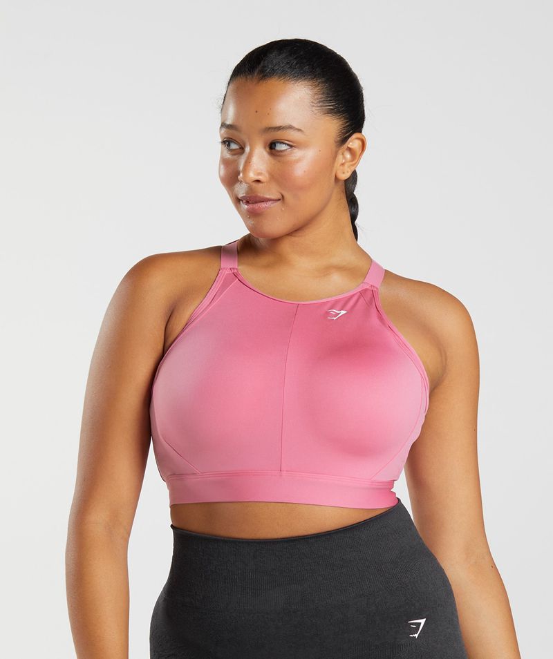 Women's Gymshark High Neck High Support Sports Bra Pink | USA 7398-XQLIU