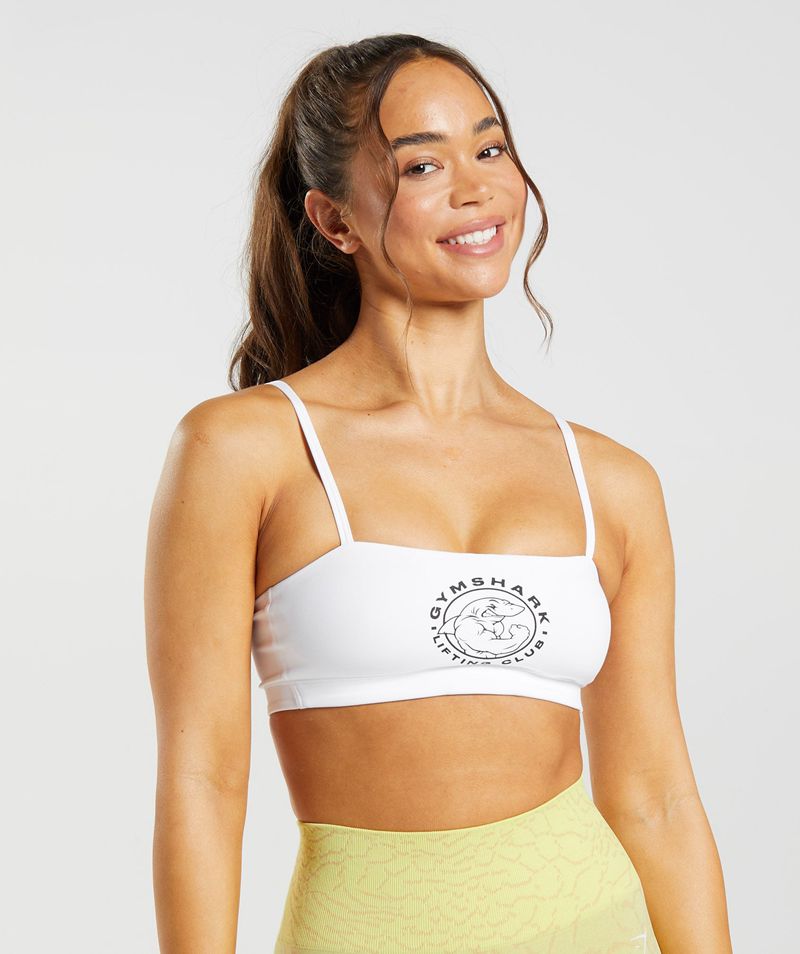 Women's Gymshark Legacy Bandeau Sports Bra White | USA 2034-TVFNP