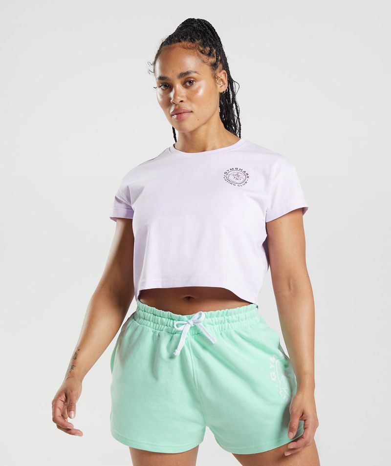 Women's Gymshark Legacy Crop Tops Purple | USA 5134-OJTNM