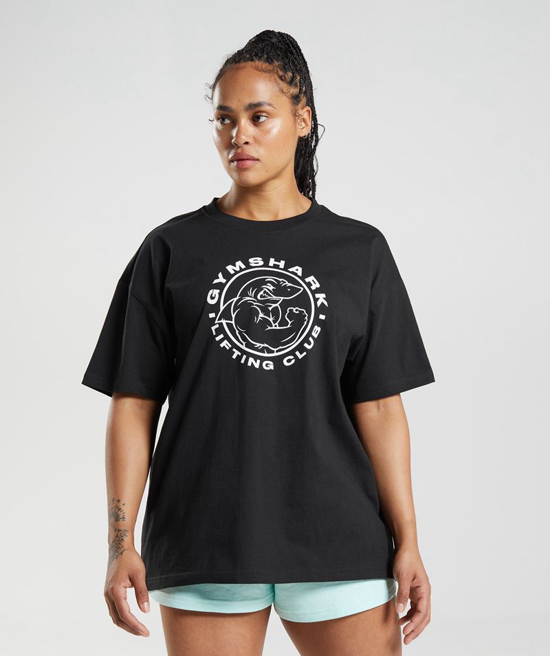 Women's Gymshark Legacy Oversized T-Shirts Black | USA 1597-WUYCD