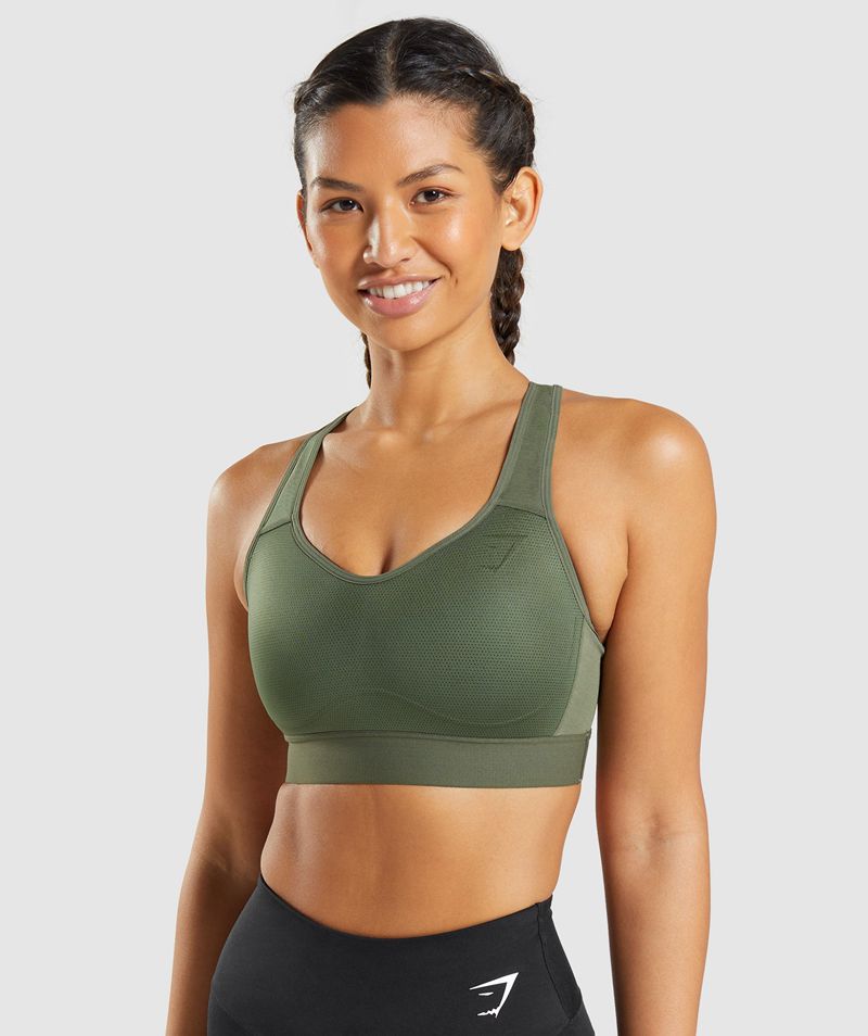 Women's Gymshark Lightweight High Support Sports Bra Olive | USA 2571-GXRBI