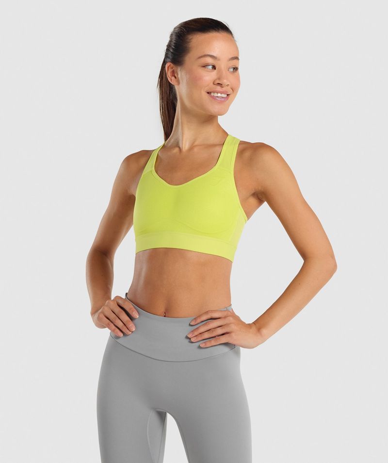 Women's Gymshark Lightweight High Support Sports Bra Yellow | USA 6108-BZHLP