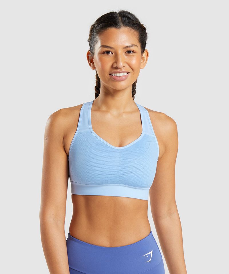 Women's Gymshark Lightweight High Support Sports Bra Blue | USA 8902-ELYNW