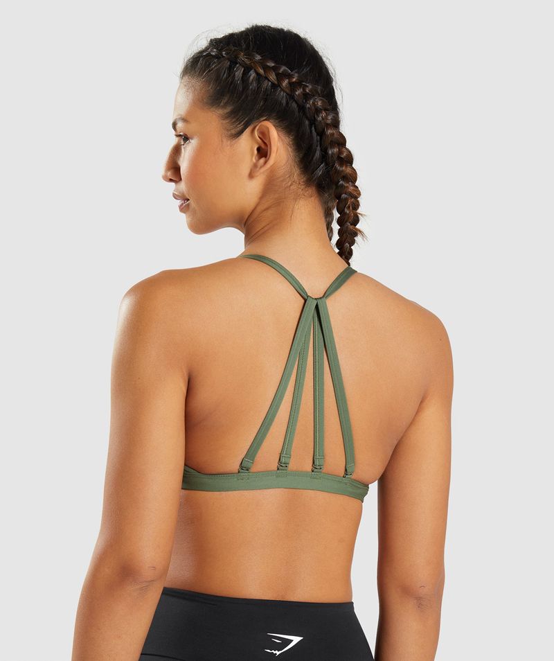 Women's Gymshark Minimal Sports Bra Olive | USA 8749-CBWNL