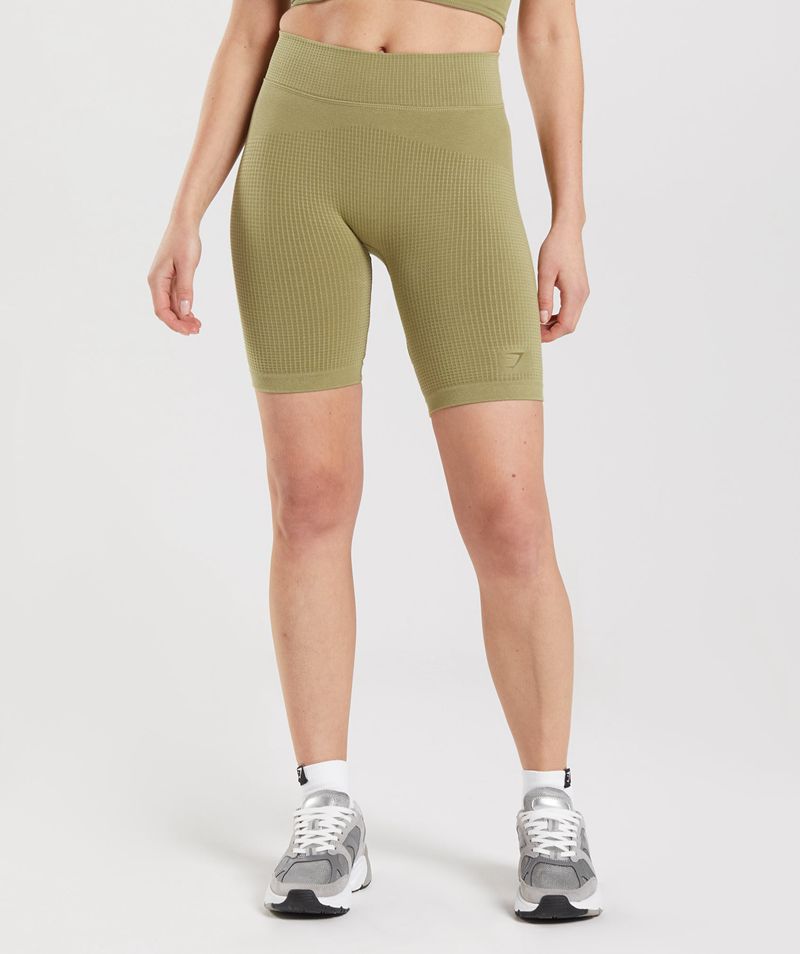 Women's Gymshark Pause Seamless Cycling Shorts Green | USA 1769-IBHYX