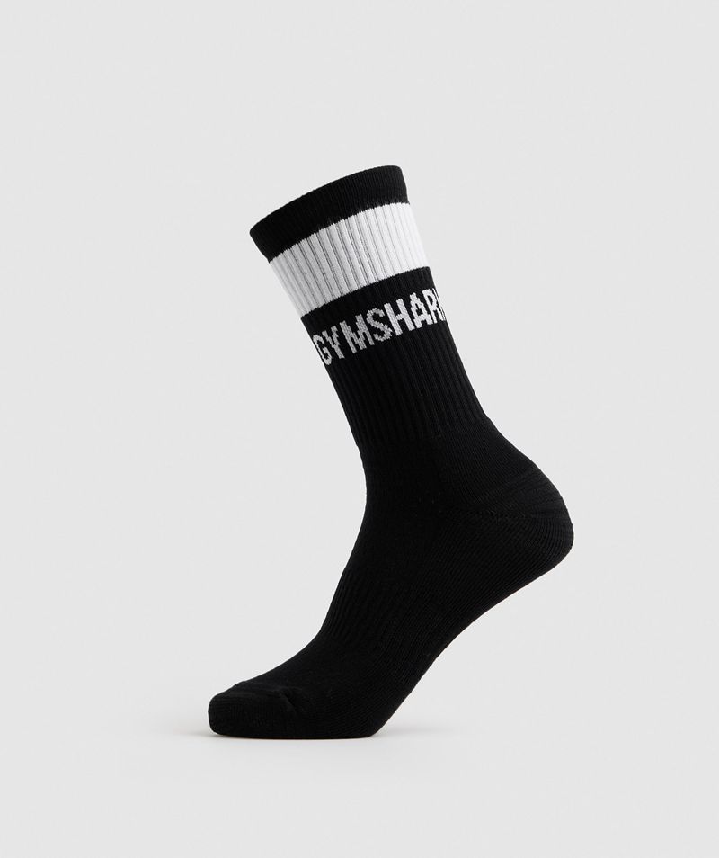 Women's Gymshark Premium Jacquard Single Socks Black | USA 0195-CUDKM