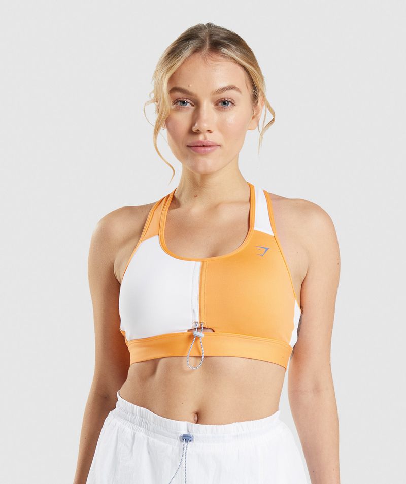 Women's Gymshark Pulse Sports Bra Orange White | USA 7164-CRSIL