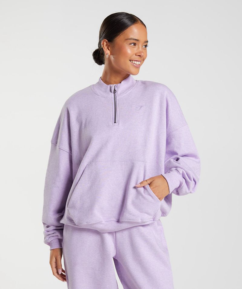 Women's Gymshark Rest Day Sweats 1/2 Zip Pullover Purple | USA 6351-OYEIV