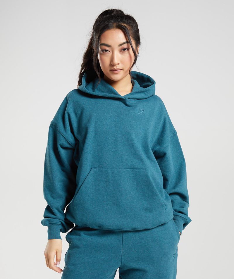 Women's Gymshark Rest Day Sweats Hoodie Blue | USA 6170-UYSTE