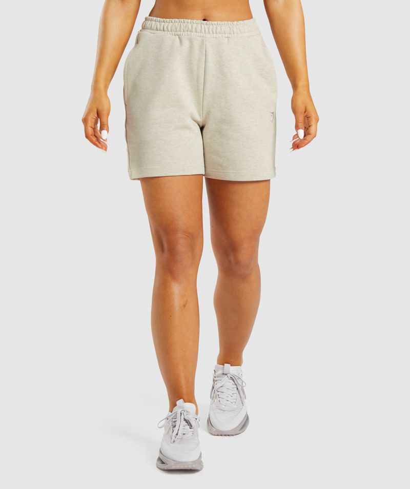 Women's Gymshark Rest Day Sweats Shorts Beige | USA 9750-ROWEP