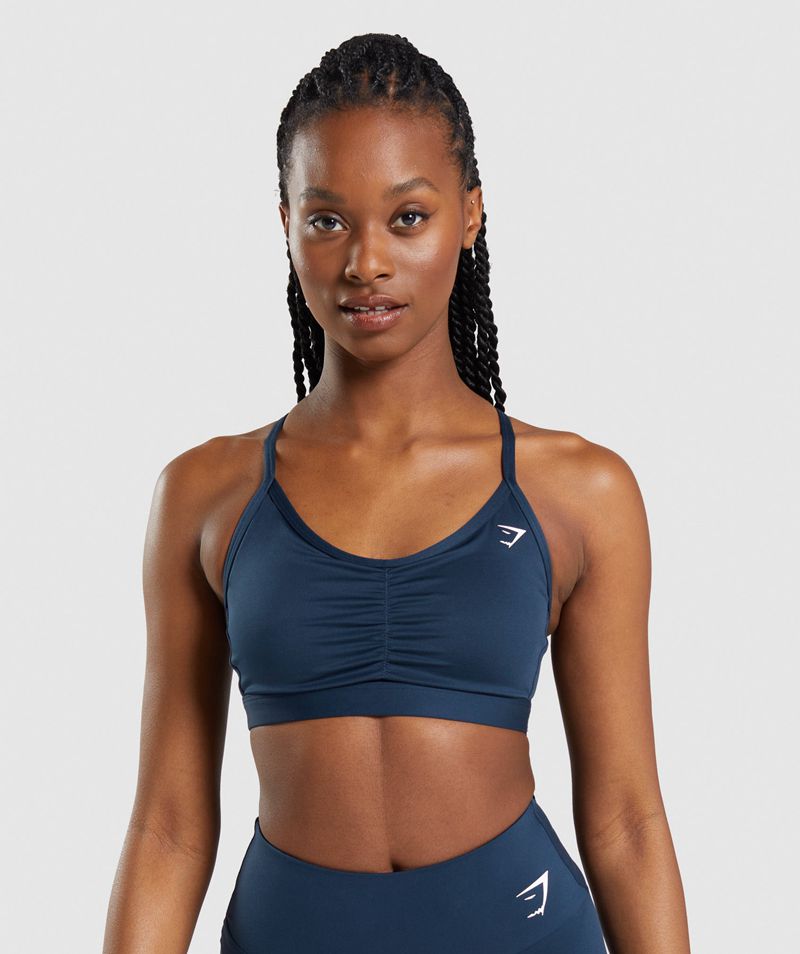 Women's Gymshark Ruched Sports Bra Navy | USA 6129-GJLYV