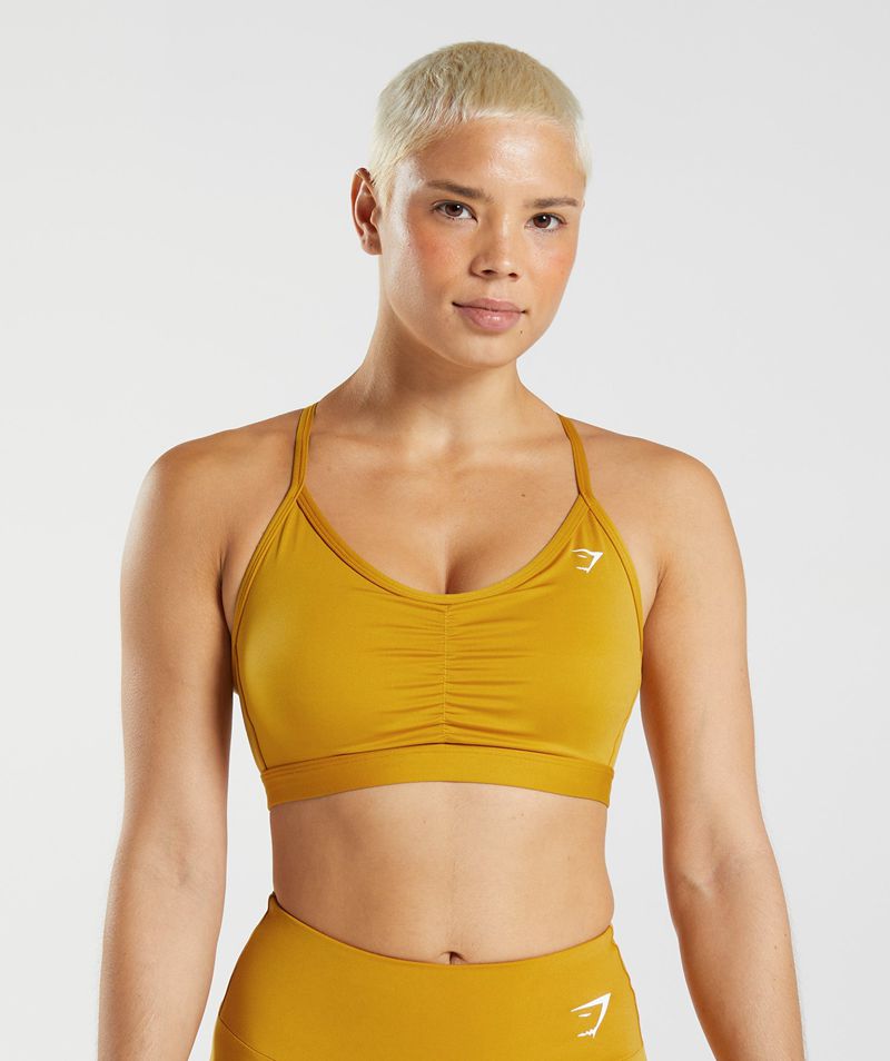 Women's Gymshark Ruched Sports Bra Yellow | USA 2370-VHCBS