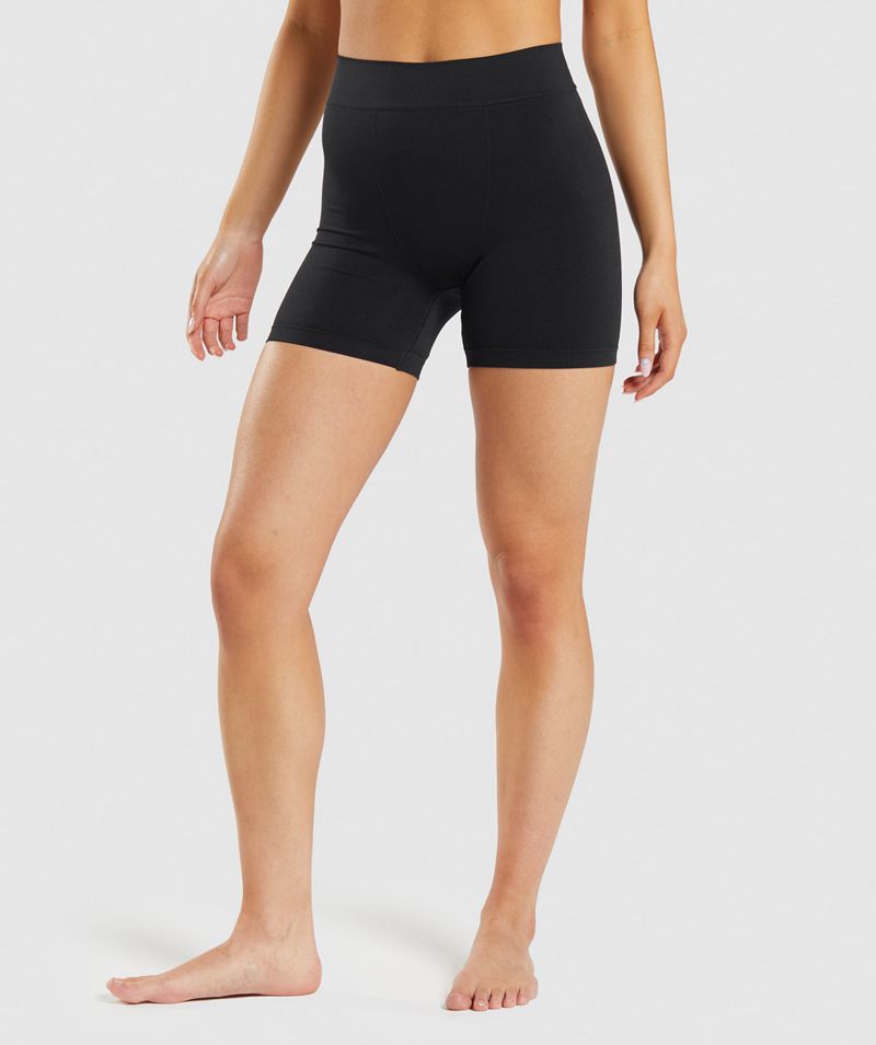 Women's Gymshark Seamless Boxers Underwear Black | USA 3276-AQCIV