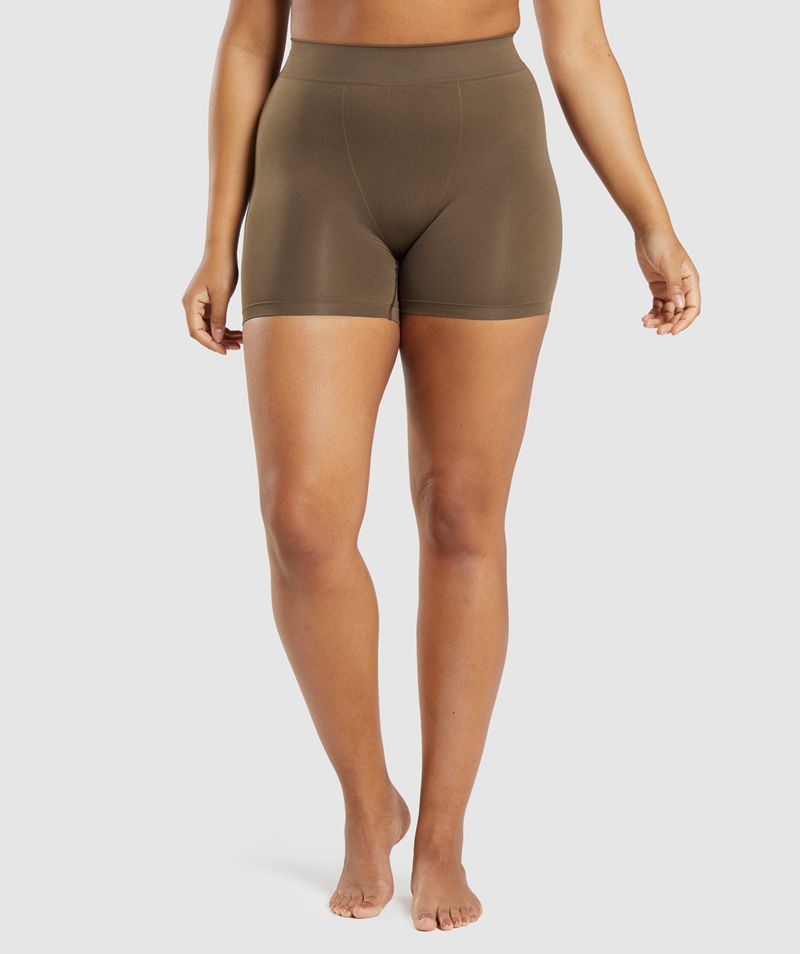 Women's Gymshark Seamless Boxers Underwear Brown | USA 4693-HJTRL