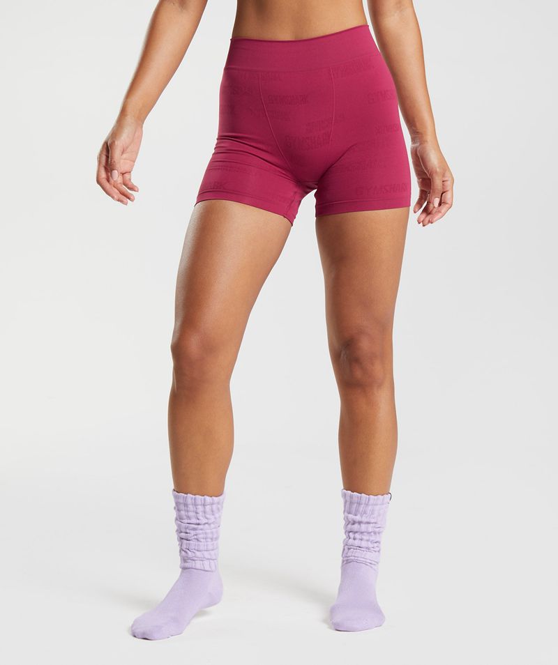 Women's Gymshark Seamless Jacquard Boxers Underwear Pink | USA 7425-JBIMD