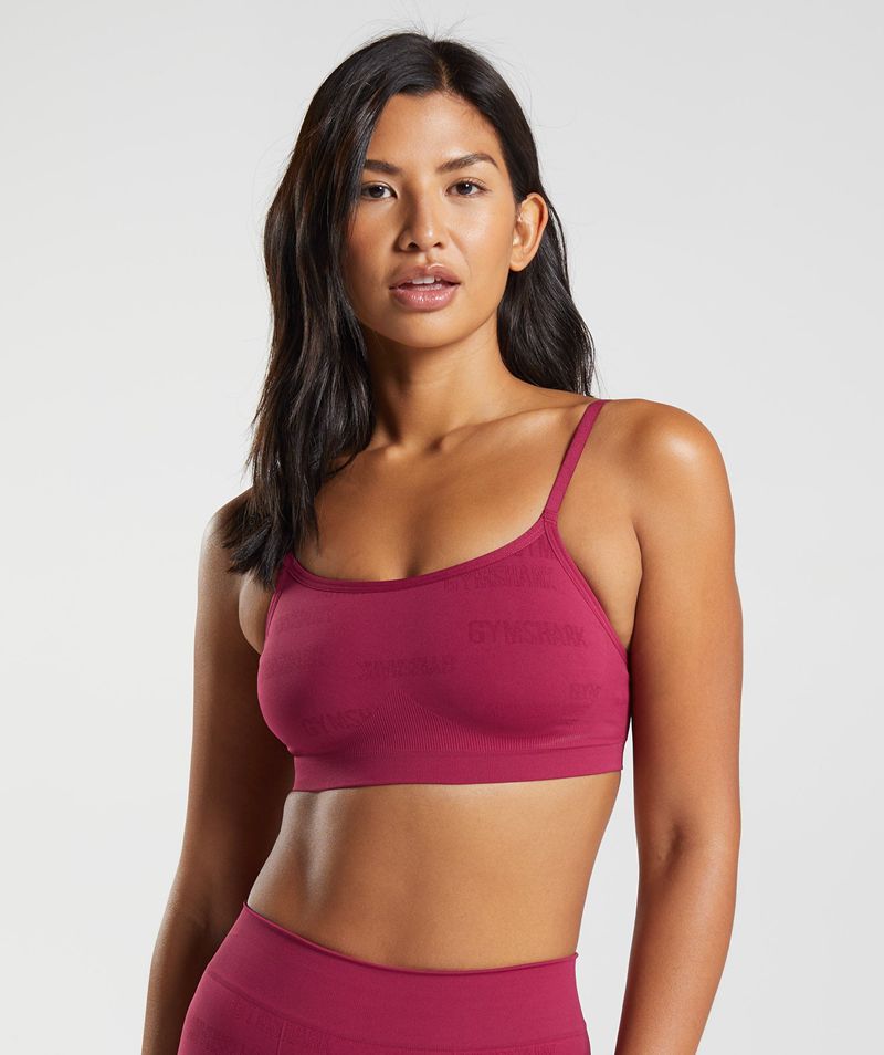 Women's Gymshark Seamless Jacquard Bralette Sports Bra Pink | USA 7298-HVGDT