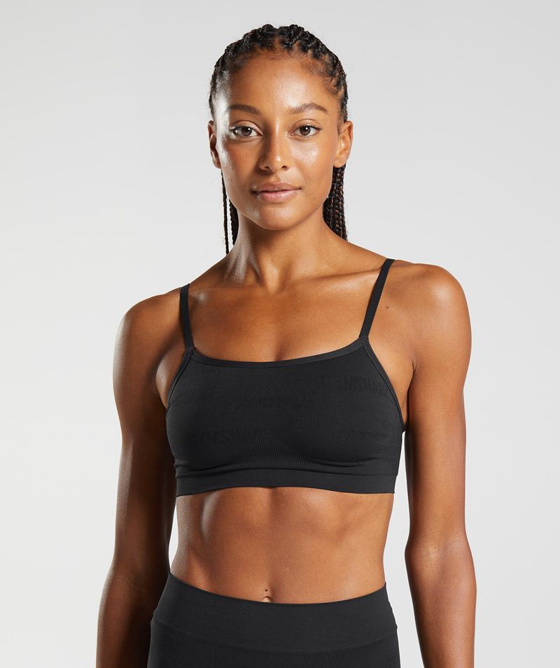 Women's Gymshark Seamless Jacquard Bralette Sports Bra Black | USA 9420-XWGVI