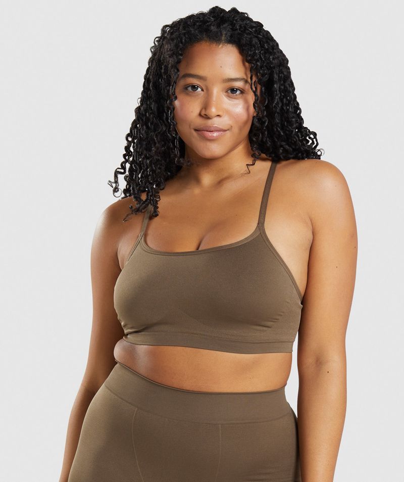 Women's Gymshark Seamless Scoop Neck Bralette Sports Bra Brown | USA 7594-XPMIH