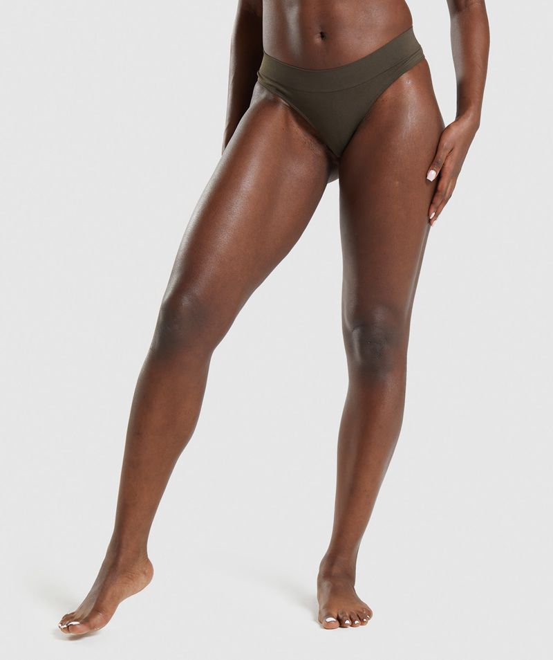 Women's Gymshark Seamless Thong Underwear Brown | USA 4892-RTXDM