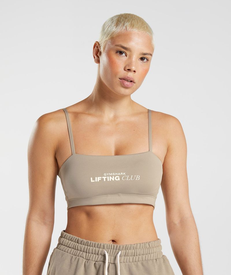 Women's Gymshark Social Club Bandeau Sports Bra Beige | USA 4732-YMJFI