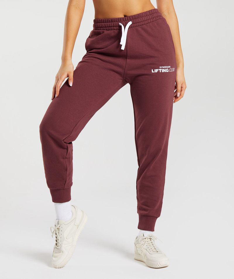 Women's Gymshark Social Club Joggers Burgundy | USA 2534-DLOFJ