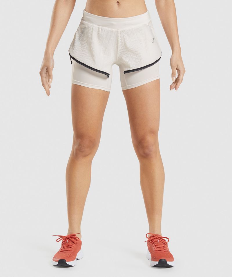 Women's Gymshark Speed 2 In 1 Shorts White | USA 2916-PNYLW