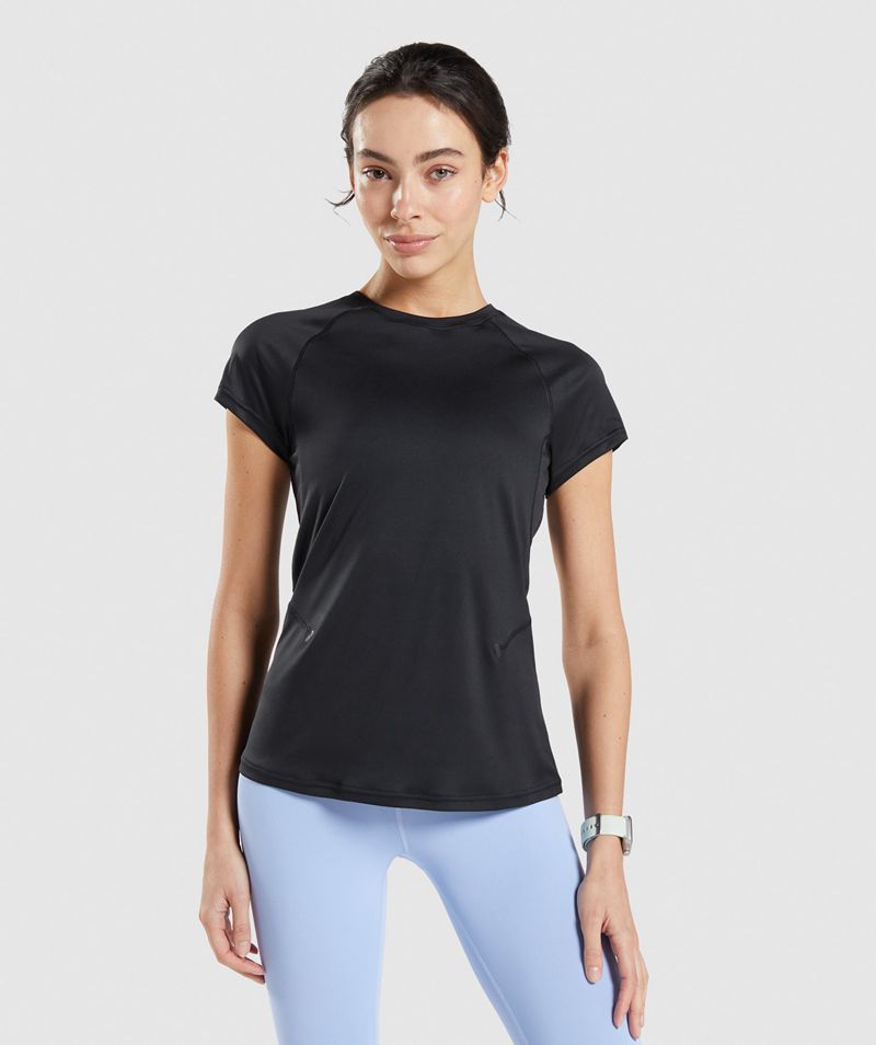 Women's Gymshark Speed T-Shirts Black | USA 2314-FUCLV