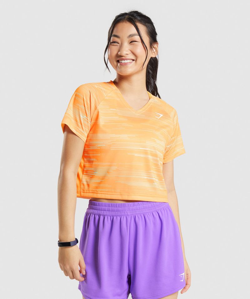 Women's Gymshark Sport Midi T-Shirts Orange | USA 7056-DYQKT